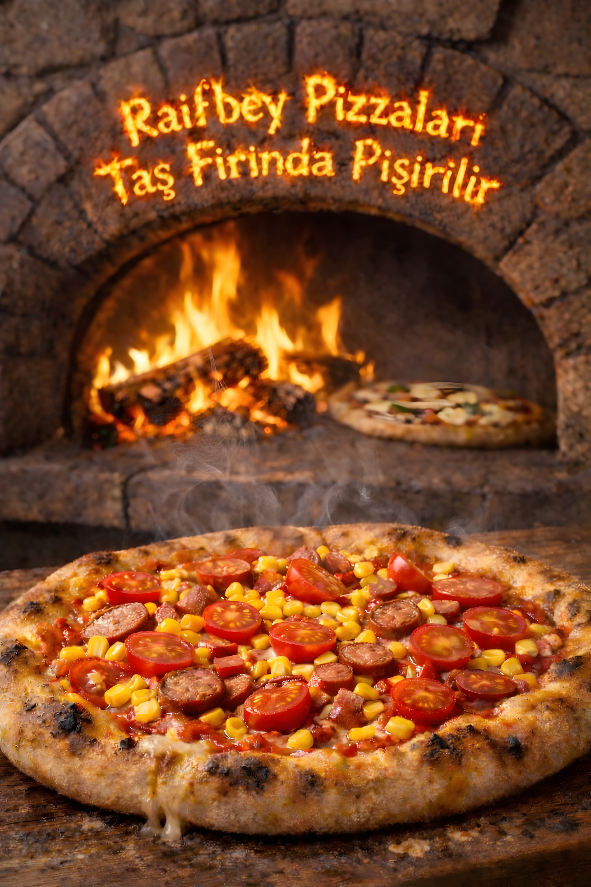 Sosisli Pizza (Taş Fırında Pişirilir)
