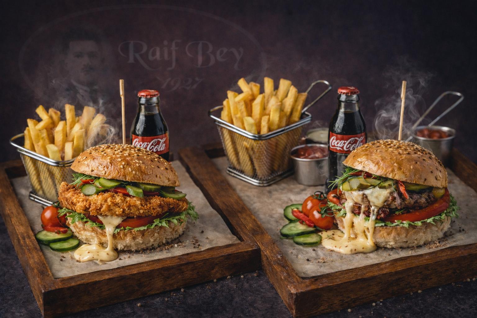Et + Tavuk İki Adet Burger + Coca Cola